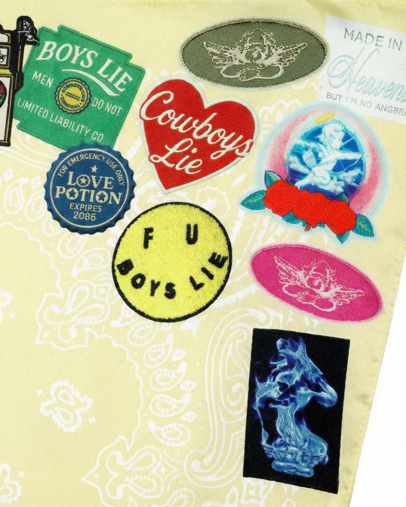 Yellow Patched Up Satin Bandana - Image 4